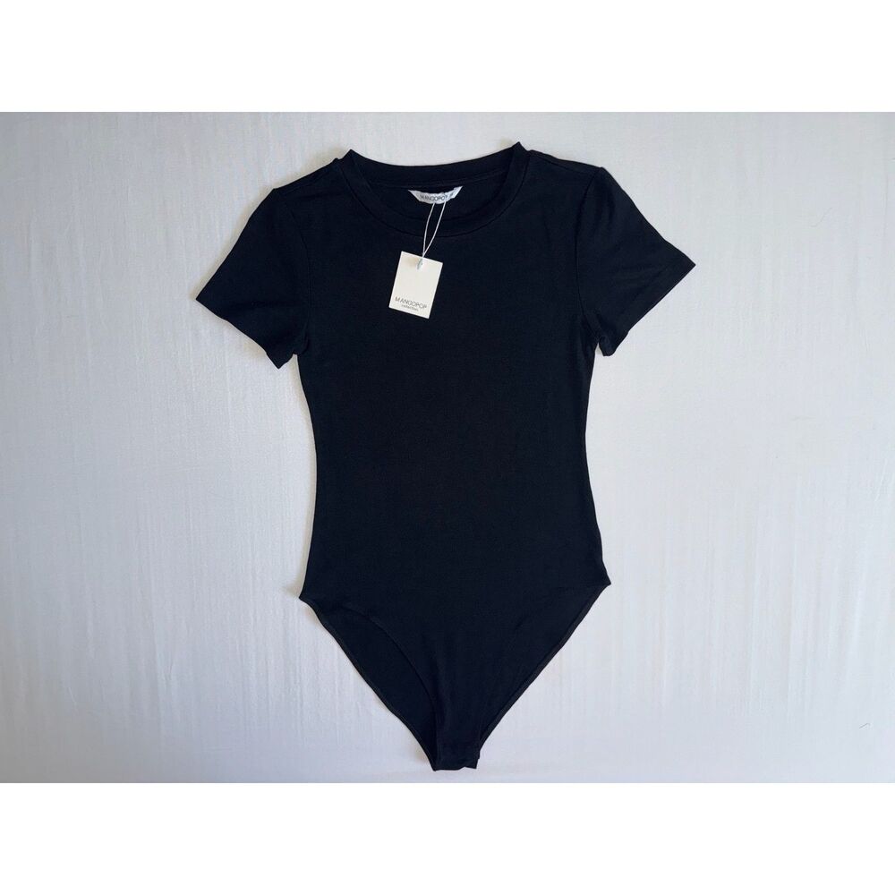 NWT Mangopop Black Baby Tee Bodysuit | Size XS